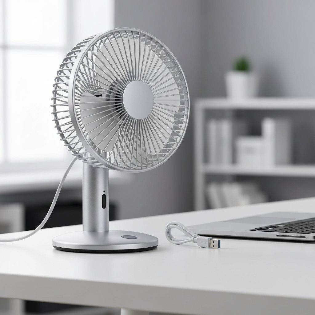 USB Desk Fan with LED Light